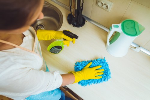 Cleaning team preparing a Westminster flat for final inspection